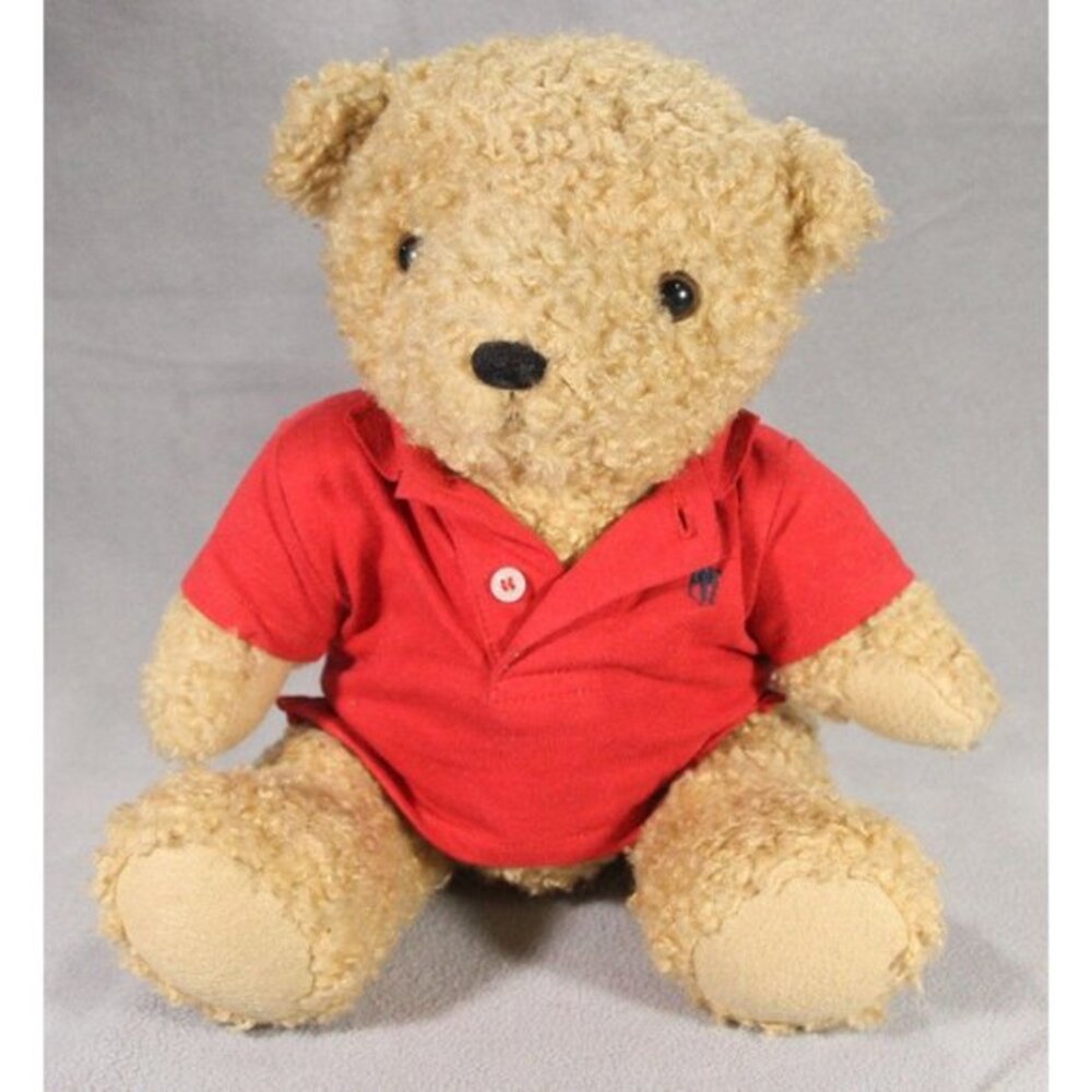 Rare Vintage Ralph Lauren TEDDY BEAR NY NY Red POLO Shirt ‎ Curly Fur Plush  ANB